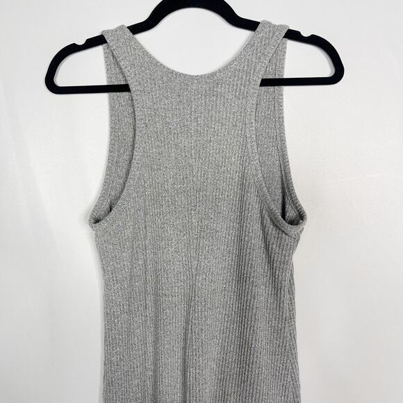 Gap Small S Gray Heather Marled Ribbed Tank Midi Dress Scoop Neck Racerback - Picture 5 of 9